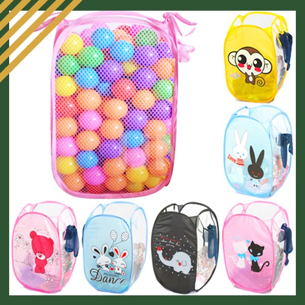 R301 Keranjang Laundry Baju Kotor Motif Karakter Lipat Basket Storage Pakaian Hamper Bag Loundry IJN