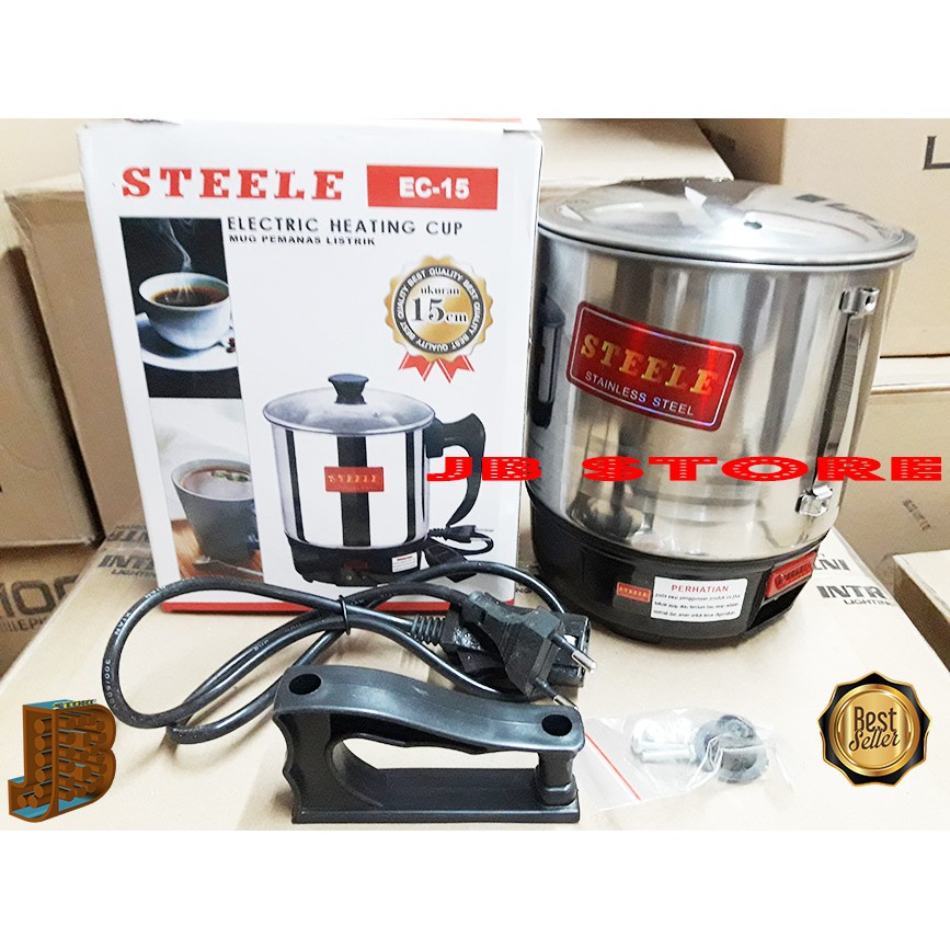 Mug-Alat Minum Stenlis Steel Listrik 15 Cm Merk STEELE - Kualitas Bagus - Termurah