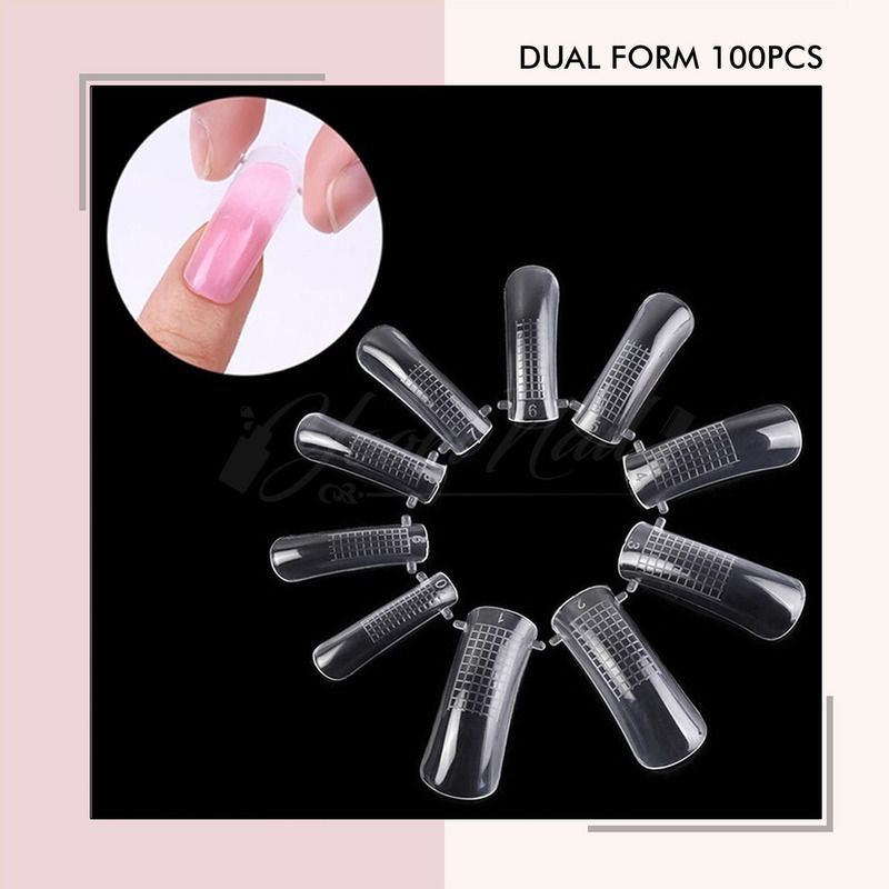 100pcs Dual form nail art extension kuku quick nail dual forms exten kuku gel builder fake nail kuku