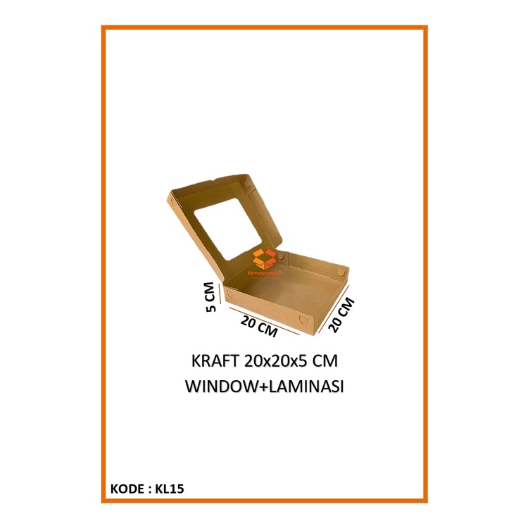 Kotak Kraft Window Laminasi 20x20x5 Cm / Box Dus Kemasan Piza Pizza Kado Snack Pie Tart Baju Handuk 