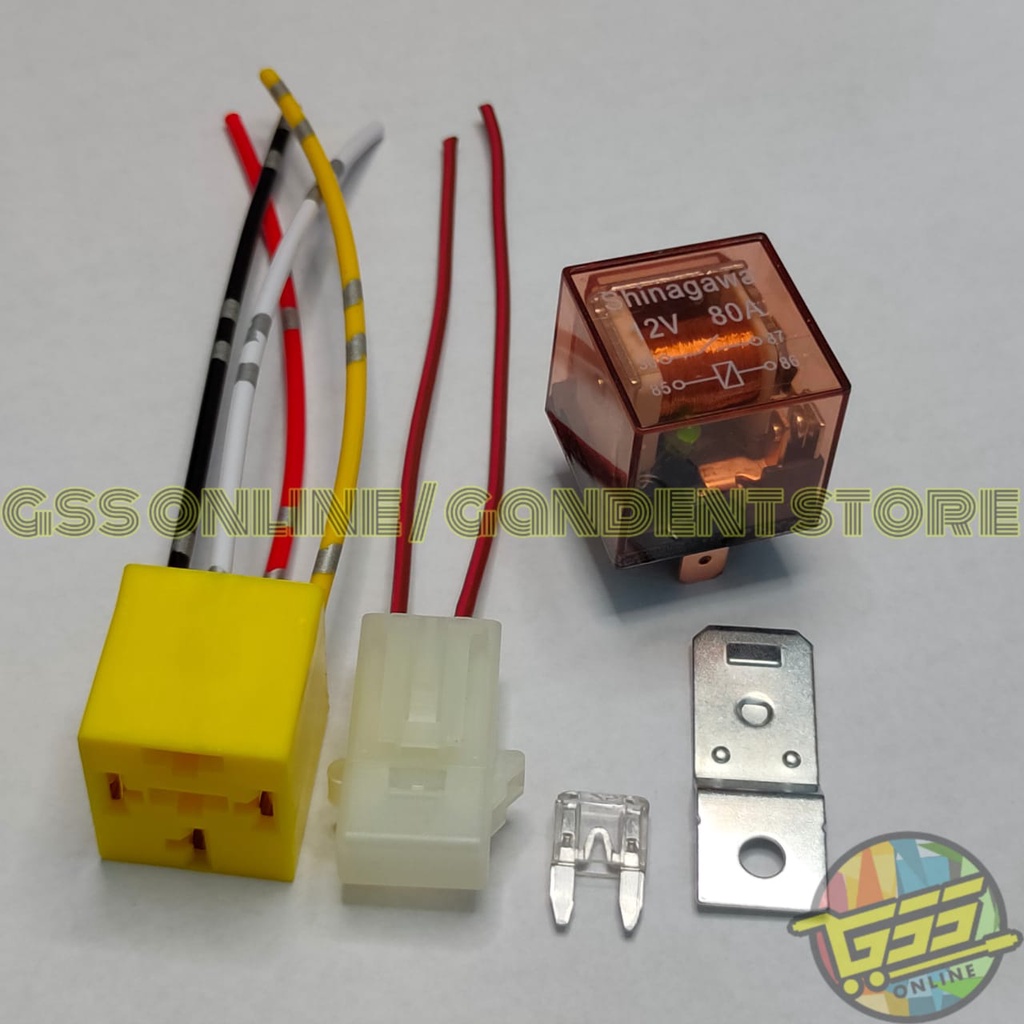 Paket lengkap Relay 4 kaki 12v 80a kaki 4 socket relay kaki 4 dan rumah sekring mini DX BONUS FUSE