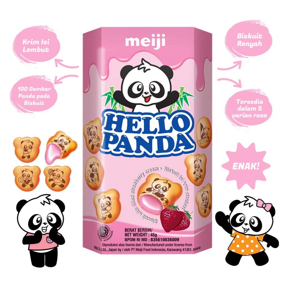 HELLO PANDA MEIJI STRAWBERRY 45GR SNACK STROBERI HALAL