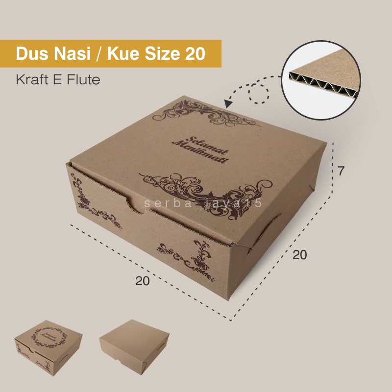 

Kotak Nasi / Kue size R10k 20 x 20 x 7 Kardus / Dus E flute/Kardus Katring/Kardus Catering
