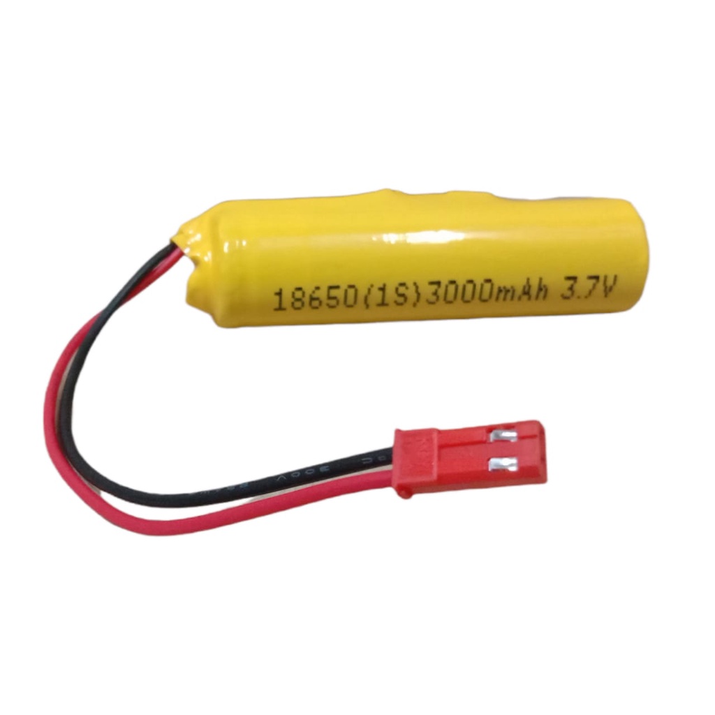 Baterai RC / Baterai Mainan Remot Control 1X 18650-1S 3000mAh 3,7V Protektor BMS 6A Konektor JST PLUG MERAH