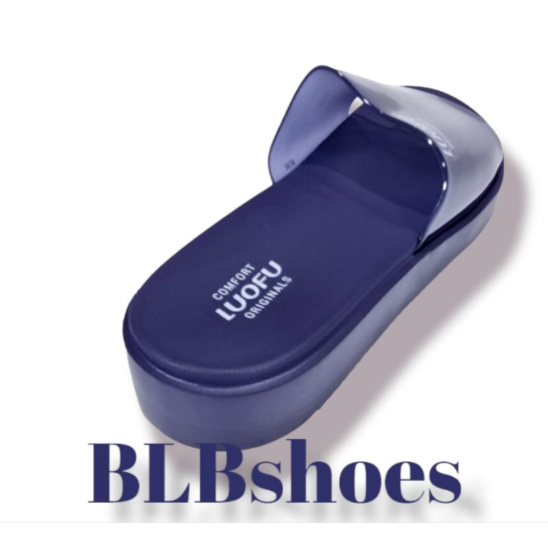 Sandal selop luofu E7199A2T-BW Import Sandal karet wanita Luofu original kekinian