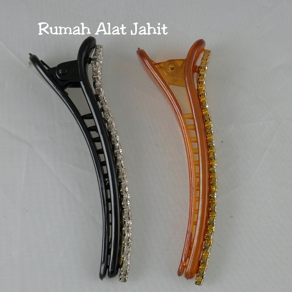 Jepit Rambut / Hair Clip Permata Baris Segi Empat 8cm