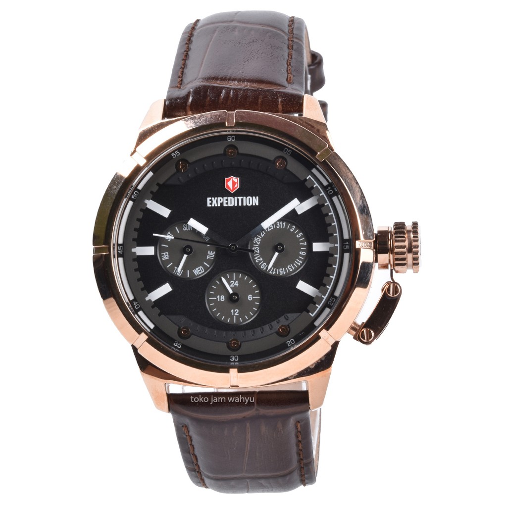 Expedition 6765 Jam Tangan Wanita - Rosegold - Brown Leather Strap