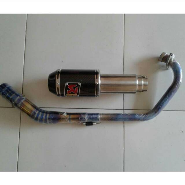 KNALPOT AKRAPOVIC  LORENZO CARBON HEADER BLUE FIRE FULLSET FULL STAINLESS VIXION R15 CBR 150 GSX 150