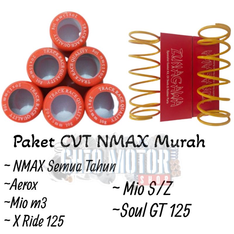 Paket cvt NMAX murah Terlaris per cvt Racing + Roller Nmax Roller racing Nmax Aerox X ride 125 Soul T 125 Xeon kabru Xeon Fi Fino 125 Mio m3 Mio Z Freego Yamaha gear Roler racing Aerox Roler ori on sale promo discon cod Bayar ditempat Up Grade CVT racing