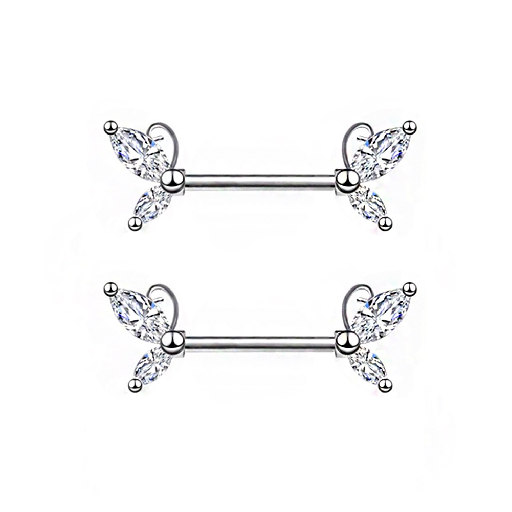 1 Pasang Anting Tindik Puting / Puting / Tubuh Bentuk Bunga Mawar / Kupu-Kupu / Spiral Sexy Untuk Wanita