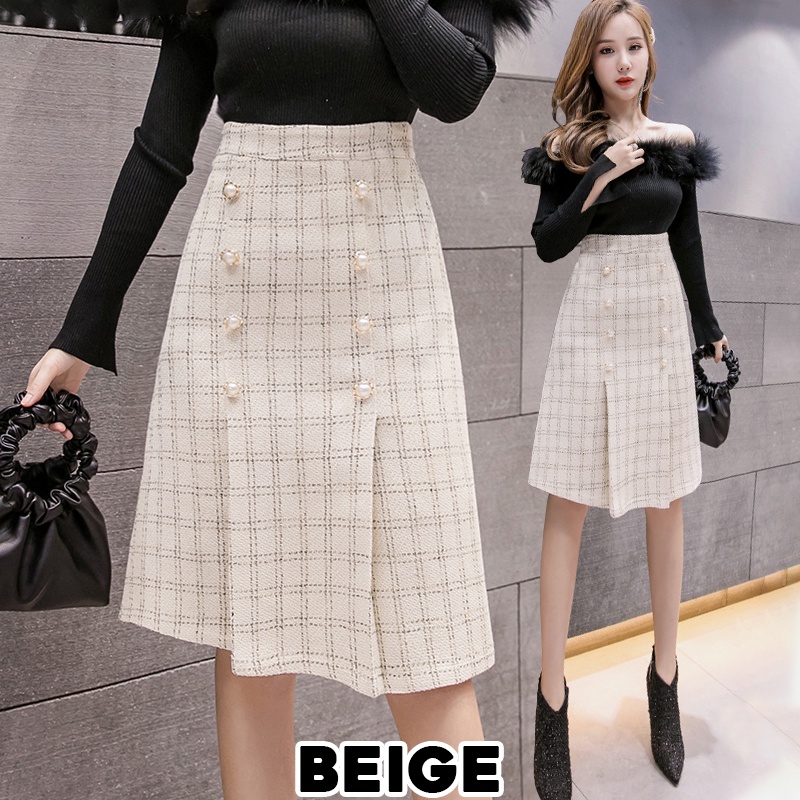 KARAKOREA 9955 Jiyeonni Midi Skirt/Korean Women Skirt/Rok Autumn/Rok Midi