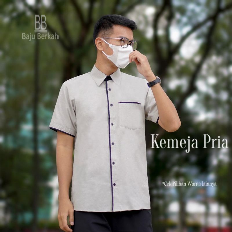 Tony Walker Kemeja Pendek Premium Pria Merk Tony Walker Kemeja Formal Lengan Pendek Original Distro Katum Adem Nyaman digunakan Ukuran S M L XL Lis Hitam Kombinasi