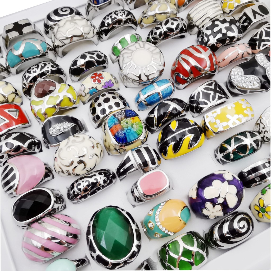 Dripping Oil Zircon Skull Ring Accessories Titanium Steel Retro Hip Hop (Mixed color and code)