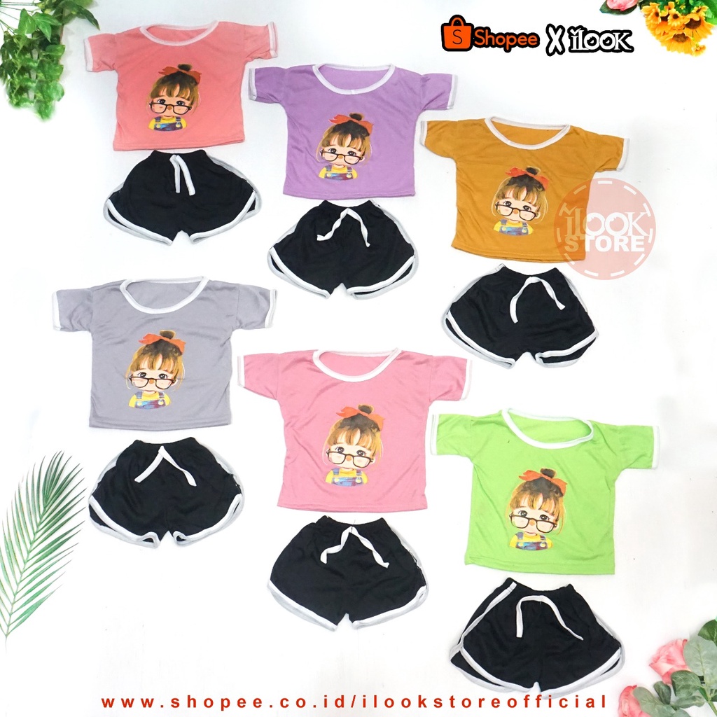 ilook | Setelan baju playful colour anak combi 1 | setelan anak polos | setelan unisex | Set Glasess