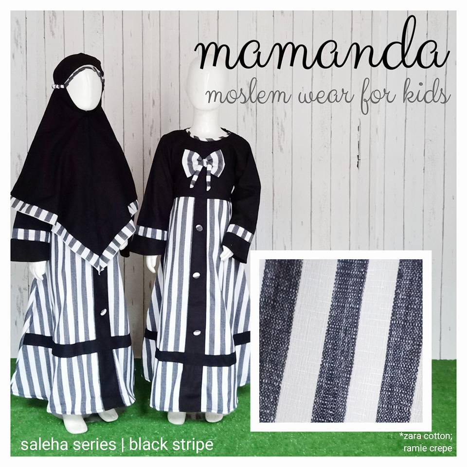 Gamis Anak Black Stripe Saleha Series by Mamanda