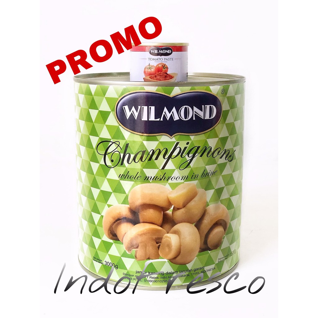 

PROMO WILMOND CHAMPIGNONS WHOLE MUSHROOM IN BRINE CANNED- JAMUR KALENG 3KG TERMURAH