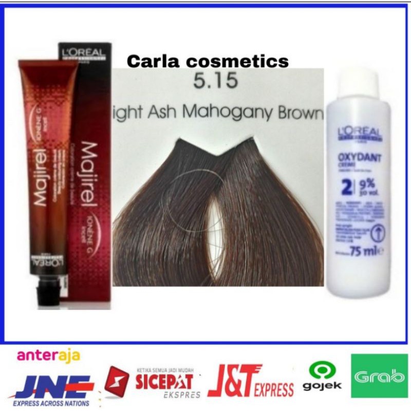 cat rambut L'oreal majirel 5.15 light ash Mahogany brown + oxidan't L'oreal