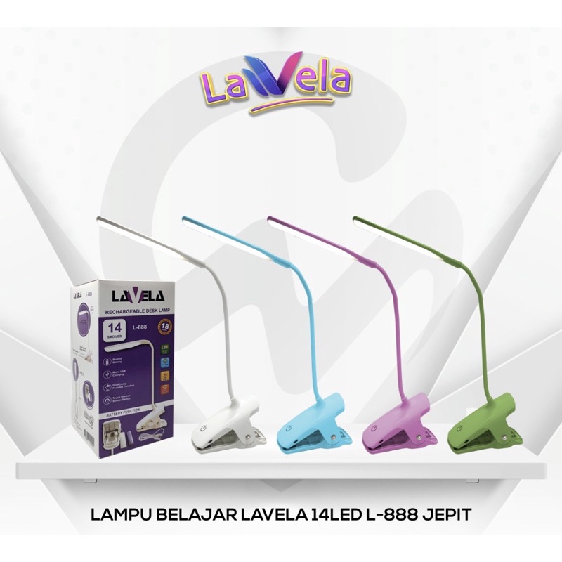 LAMPU BELAJAR LAMPU MEJA LED 14 LED L-777 L-888 LAVELA PINK BLUE WHITE GREEN