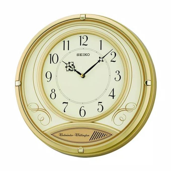 Jam Dinding Melodi Seiko Qxd213G Original Bestseller Gold Qxd213