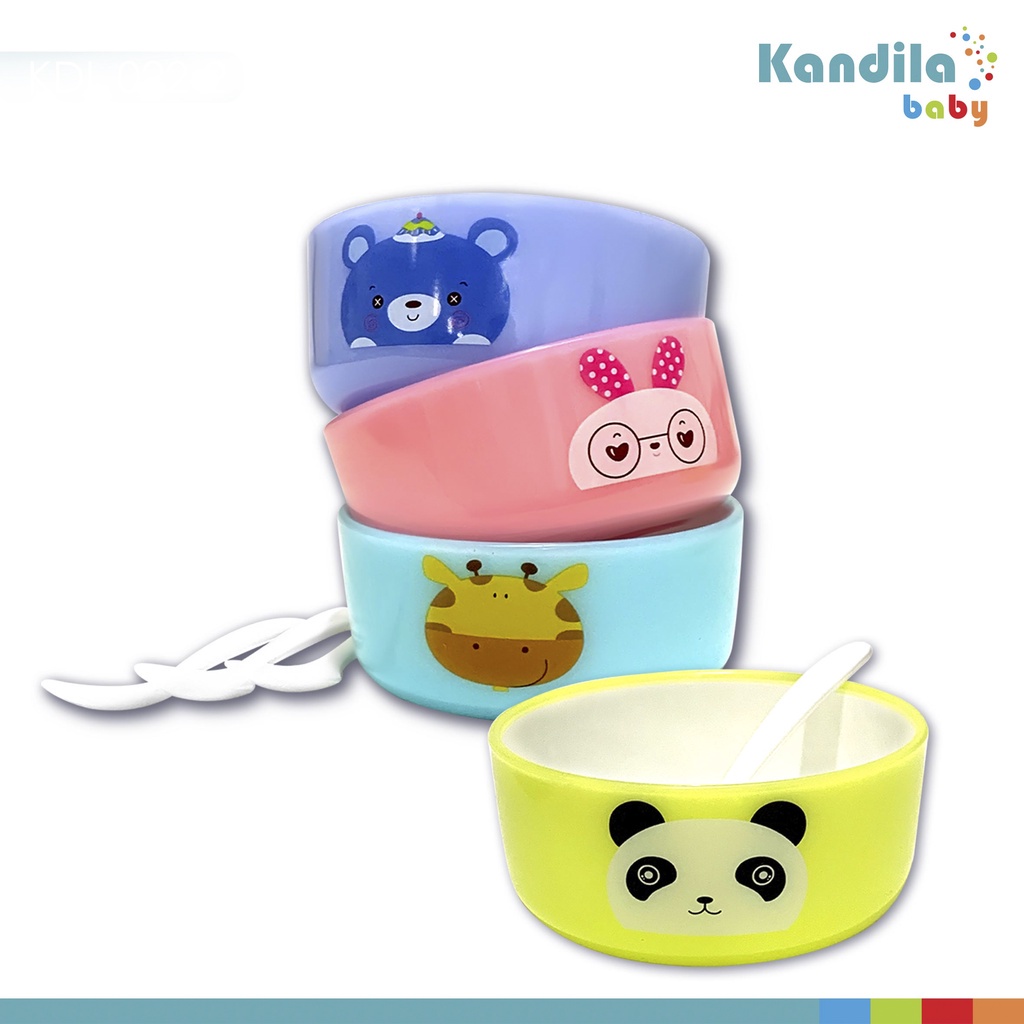 Castle - Kandila Baby Bowl &amp; Spoon Set isi 4pcs 280ml - 460ml KDL022-2 / KDl022-3 - Mangkok Dan Sendok MPasi Bayi