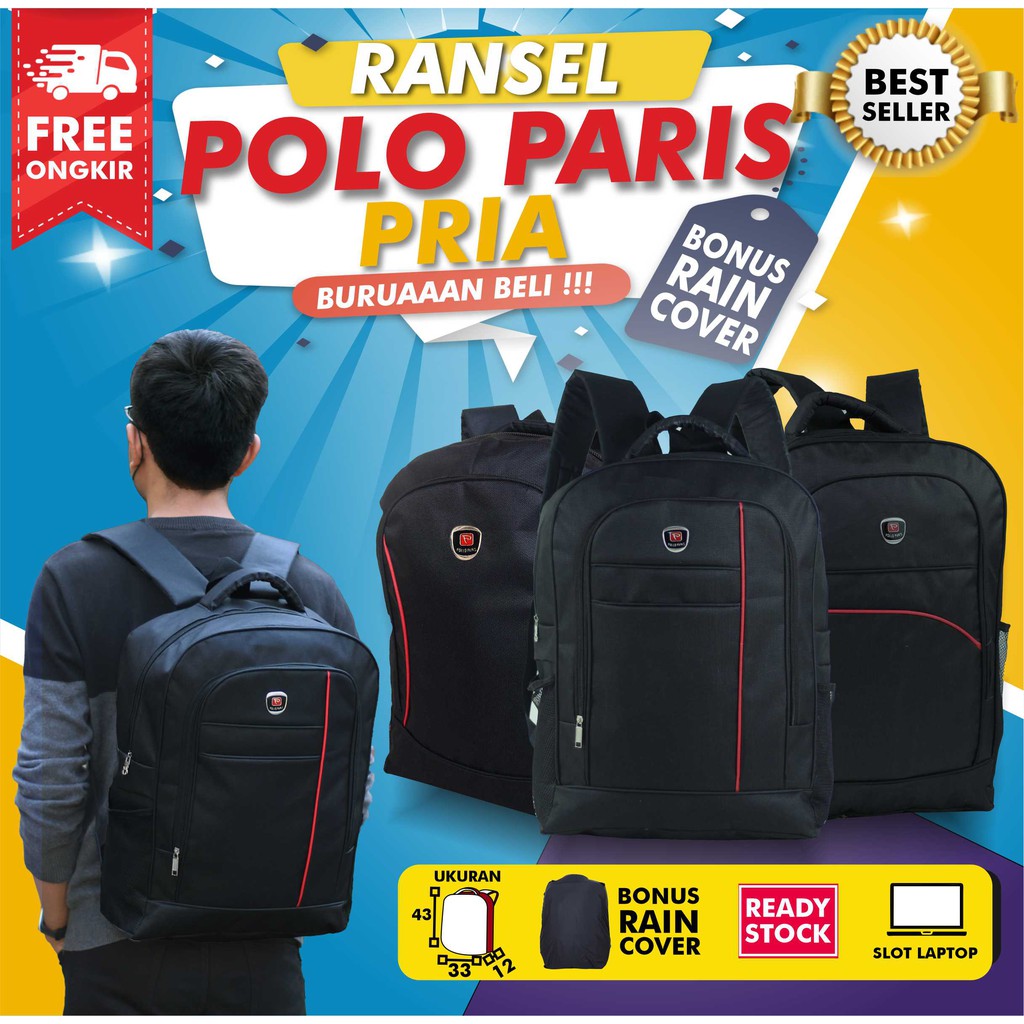 Obral Diskon Tas Polo Pria SD SMP Backpack Gendong Keren Nyaman Berkualitas Bagus Multifungsi Awet