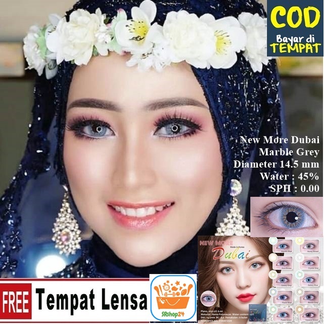 SOFTLENS MINUS DAN NORMAL NEW MORE DUBAI MARBLE GREY 14.5mm (0.00 sd -6.00) GRATIS TEMPAT SOFLEN