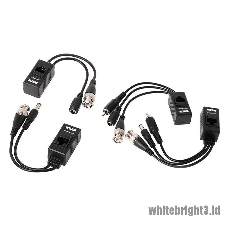 &lt; White3 &gt; 1 Pasang Kabel Power BNC Ke RJ45 Pasif Video + Audio Balun Transceiver Untuk CCTV