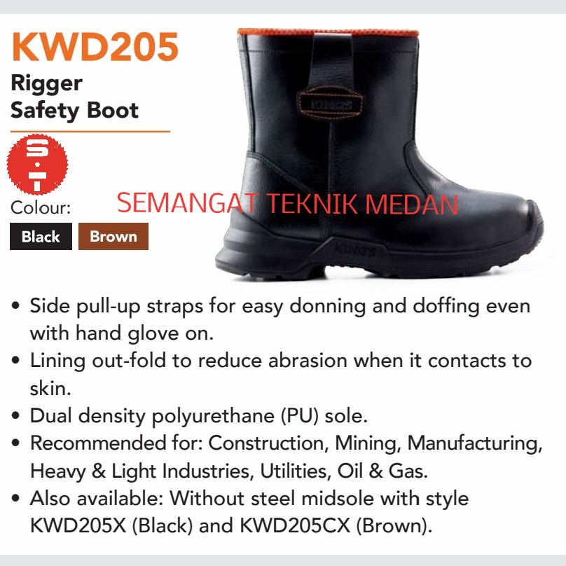 KWD205X SEPATU SAFETY BOOT POLOS HITAM KING'S HONEYWELL KWD 205 X