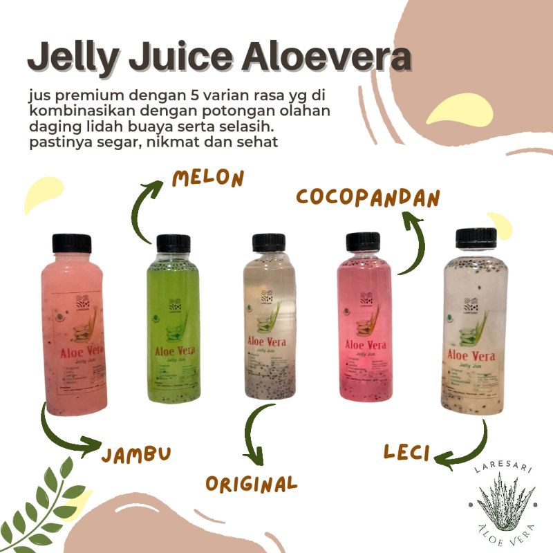 

Jelly Juice Aloevera Lidah Buaya with Selasih and Nata (Pulpy Aloe vera)