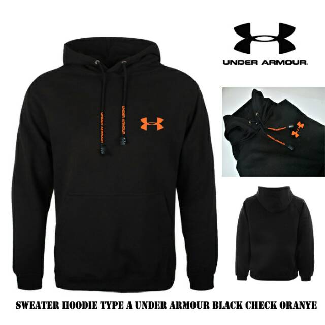 SWEATER HOODIE UNDER ARMOUR TYPE A BLACK CHECK ORANGE