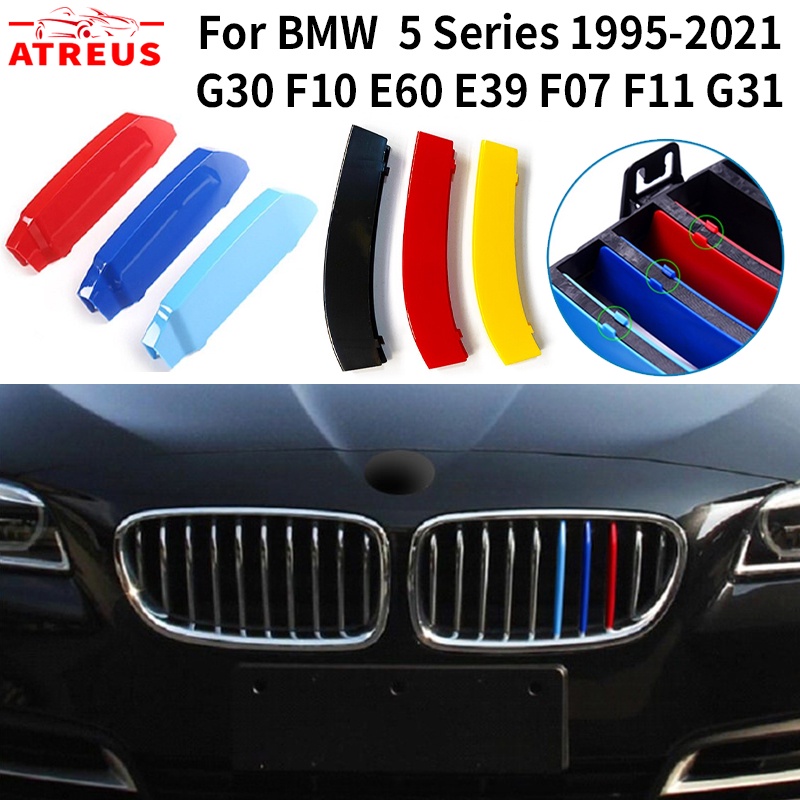 3 Pcs Strip Trim Grill Mobil Balap BMW G30 F10 E60 E39 F07 F11 G31 5 Series M Power Bahan ABS