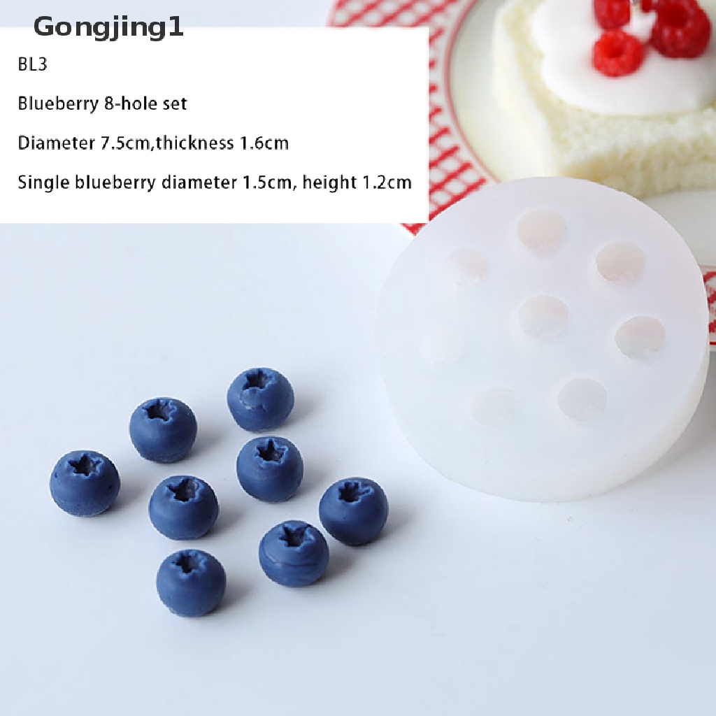 Gongjing1 Cetakan Lilin Bentuk Blueberry Raspberry Bahan Silikon Untuk Dekorasi Kue