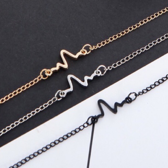 MORYMOSHI G08 Gelang Rantai Unisex Couple Charm Electrocardiogram Fashion Korea Aksesoris Fashion