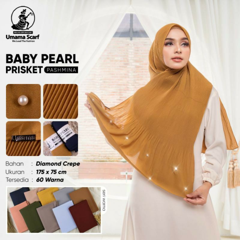 Pashmina Plisket Baby Pearl Prisket Ori Umama Prisket Pleated Shawl