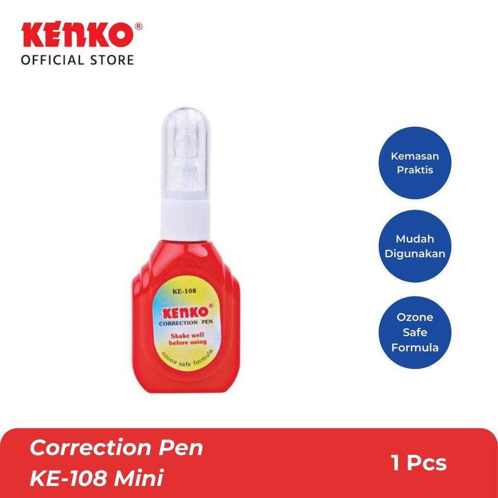 

KENKO CORRECTION PEN / Tipex Cair / Cairan Koreksi KE-108 Mini