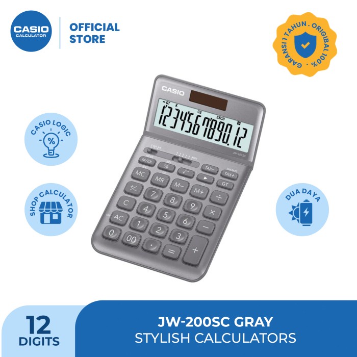 

Casio Colorful Calculator Jw-200Sc- Grey
