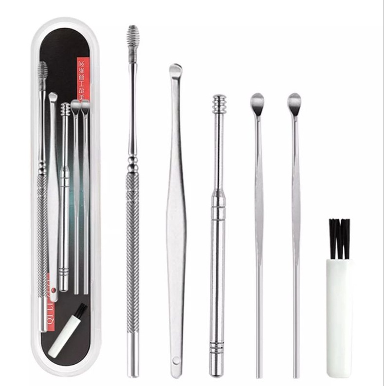 6 BUAH SET PEMBERSIH TELINGA STAINLESS STEEL-ISI 6 BUAH