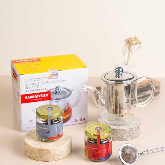 Tea Bundle Set by Gerilya (Kamjove Tea Pot + 2 Small Jar of Tea)