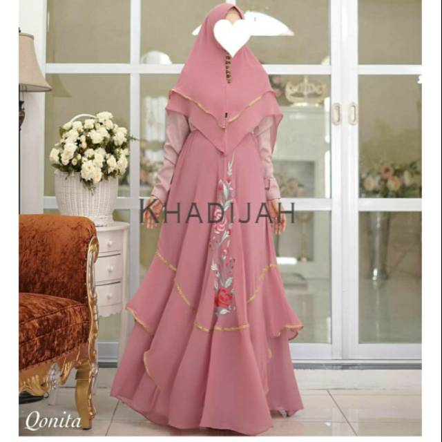 Gamis syari original by khadijah/gamis syari set khimar