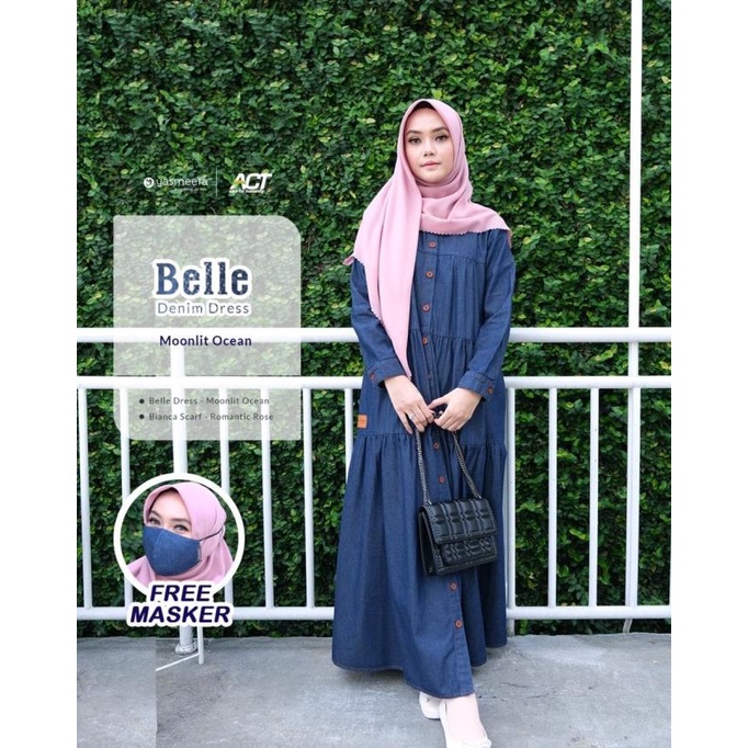 Belle Dress Gamis Denim Full Cotton By Yasmeera Supplier