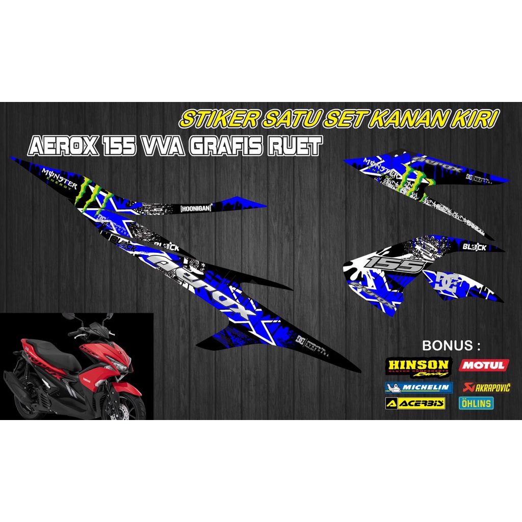 STIKER STRIPING DECAL AEROX 155 VVA GRAFIS RUET