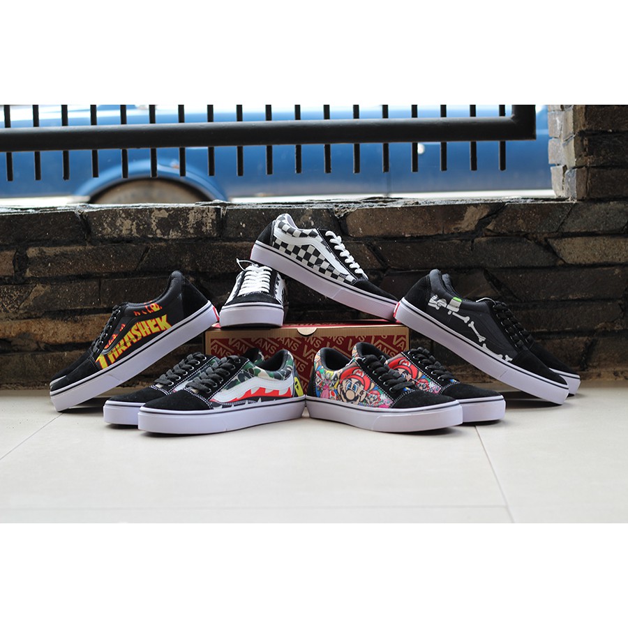 PROMO TERLARIS TERMURAH SEPATU VANS OLDSKOOL FULL BLACK HITAM POLOS WHITE PUTIH OLDSKOOL ERA IFC DT