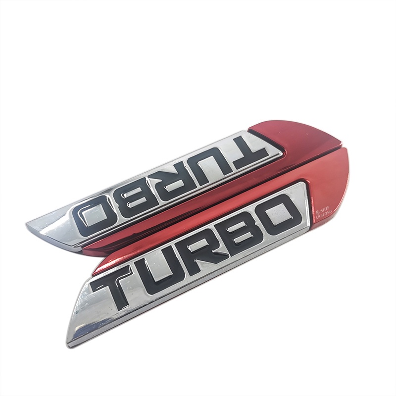 2pcs Stiker Emblem / Badge Logo TURBO Universal Bahan Metal Untuk Dekorasi Fender Body Mobil