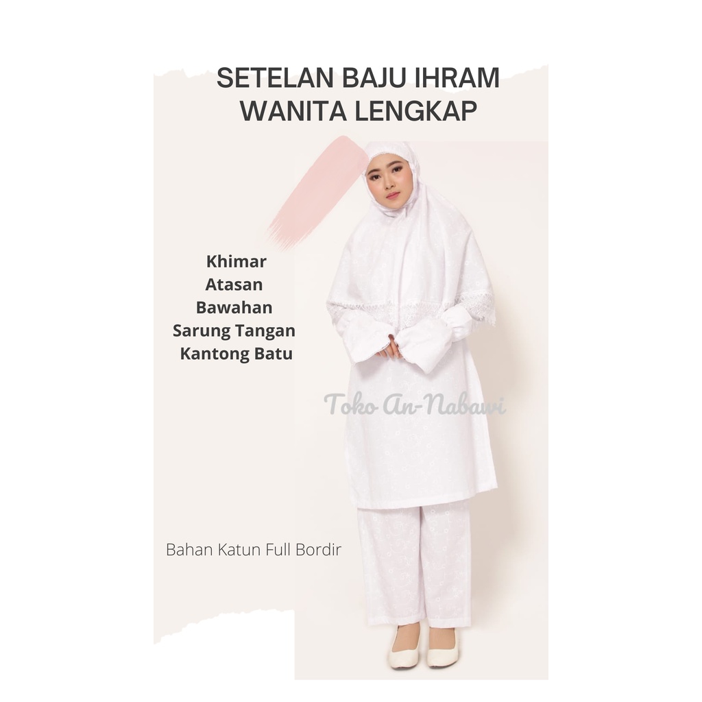 Setelan baju ihrom wanita lengkap - baju ihrom Jumbo wanita - perlengkapan haji dan umroh wanita