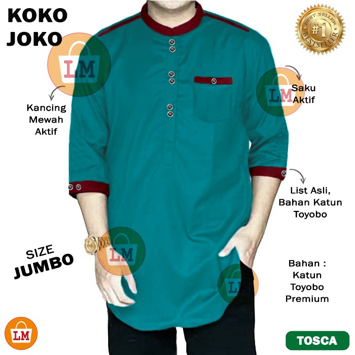 Baju Pria Muslim KOKO JOKO Bahan Katun Toyobo Premium Lengan Tanggung 3/4 TERBARU TERMURAH TERLARIS LMS 27050 27052 27054 27056