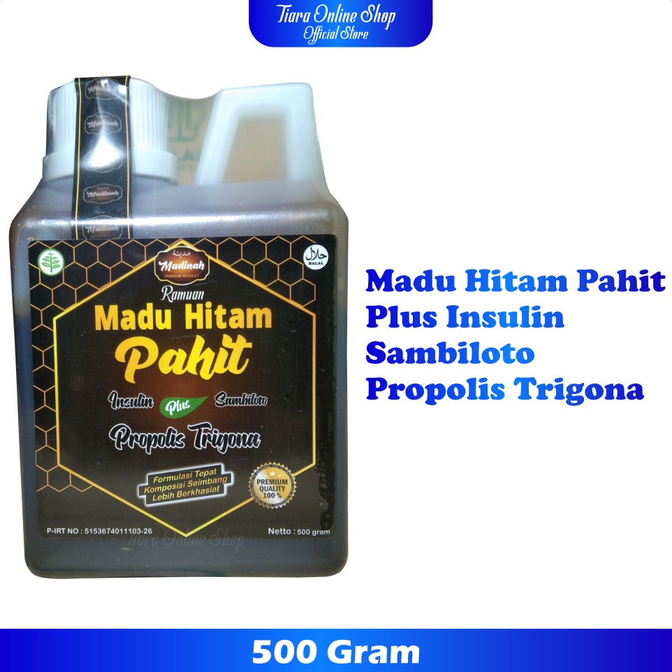 Ramuan Madu Hitam Pahit Plus Propolis Daun Insulin dan Sambiloto 500 gram (MADINAH)