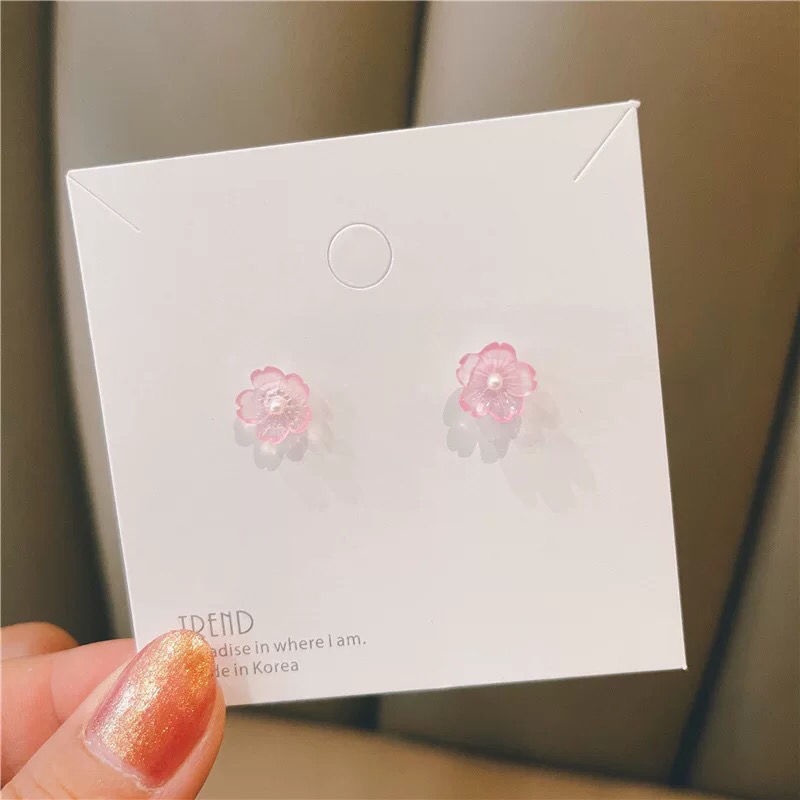 Sterling silver needle spring dan musim panas cantik serbaguna Mori bunga anting-anting set bunga be