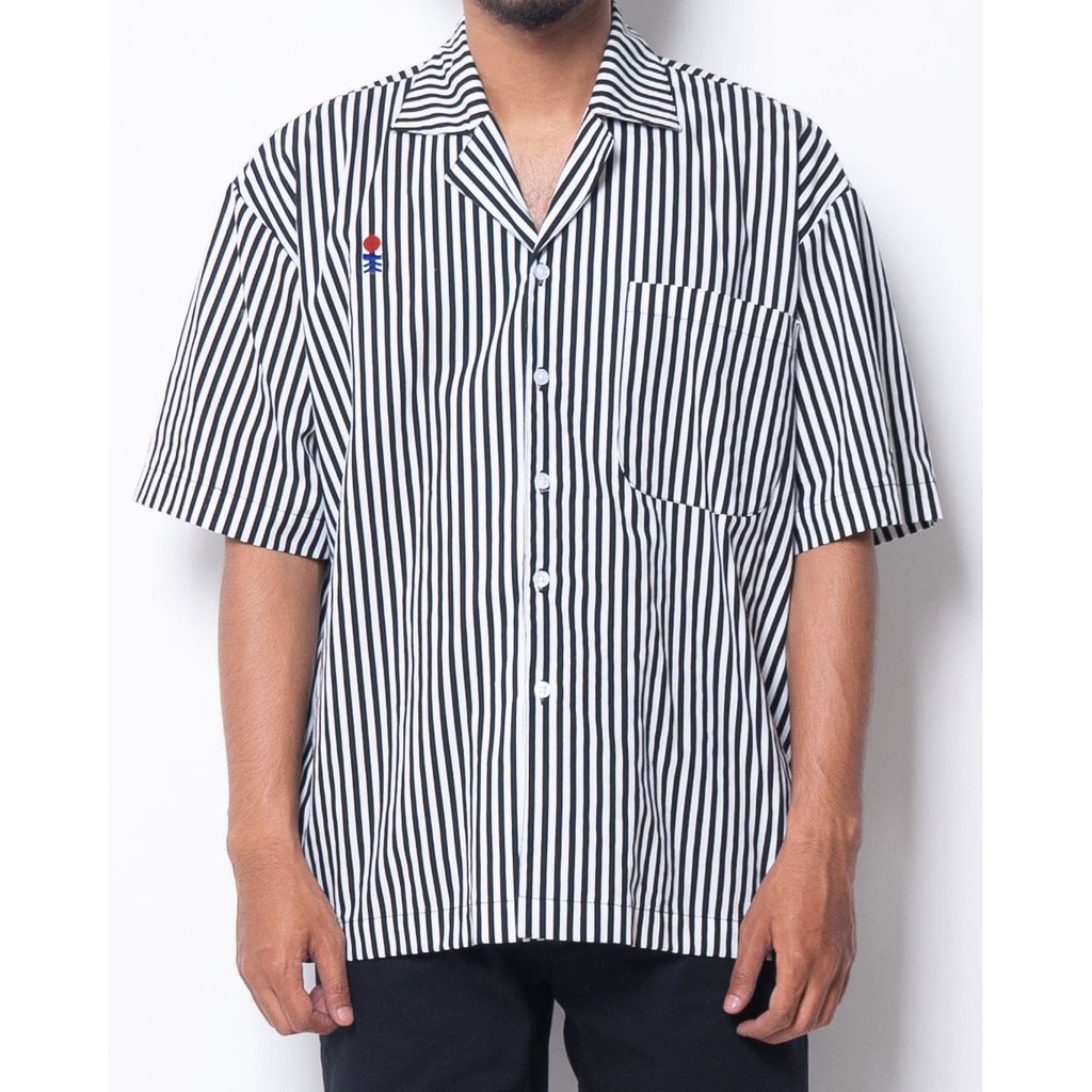 PLAIN STRIPE SHIRT - BLACK WHITE [KEMEJA SALUR]