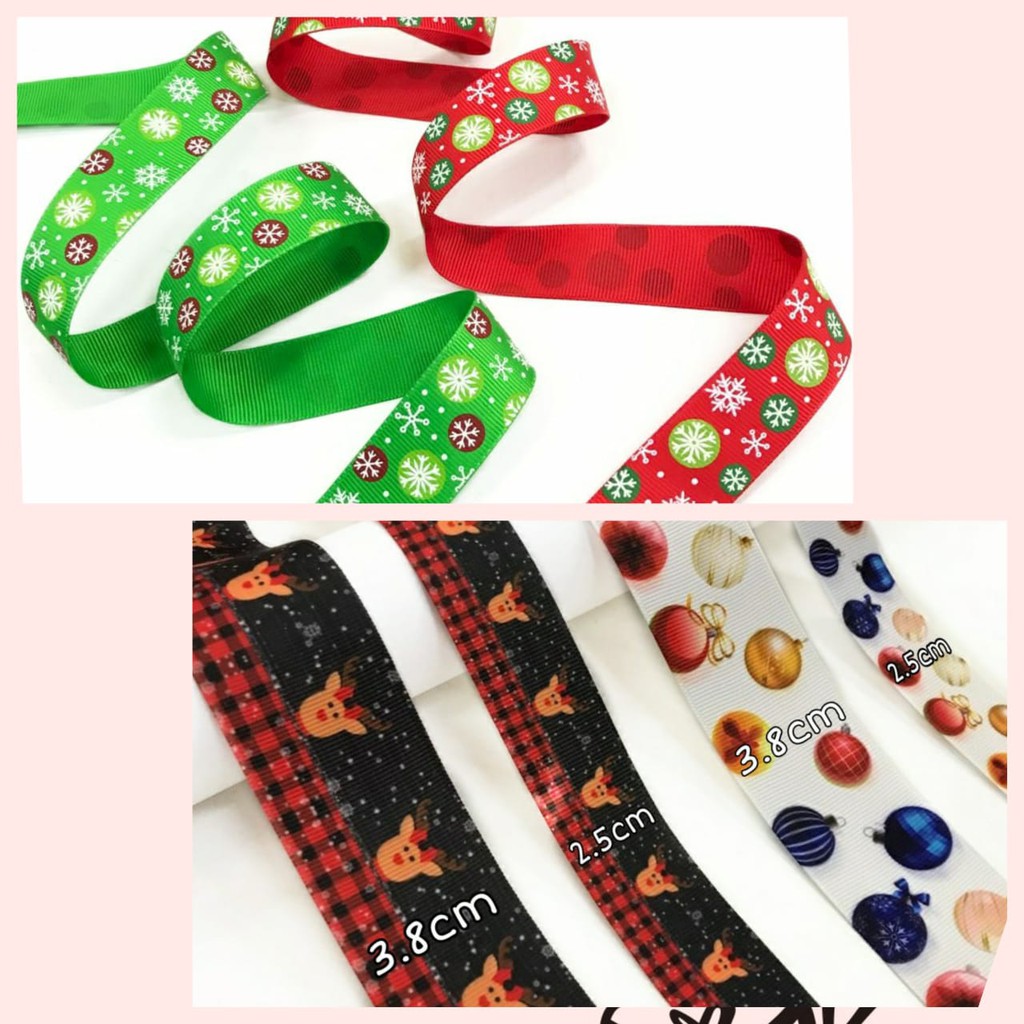 PITA NATAL KADO HAMPERS | MOTIF SNOWFLAKES KEPALA RUSA LAMPION 2.5 CM &amp; 3.8 CM