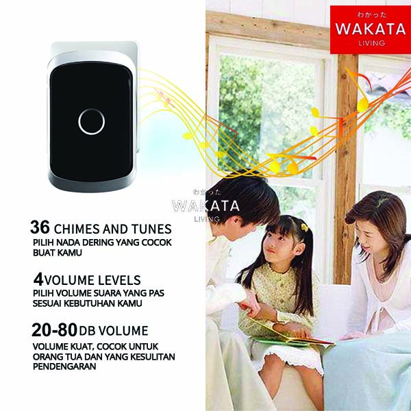 THOME Bel Rumah Tanpa Kabel / Bel Rumah Wireless Waterproof Door Bell Pintu 1 Receiver (A2)